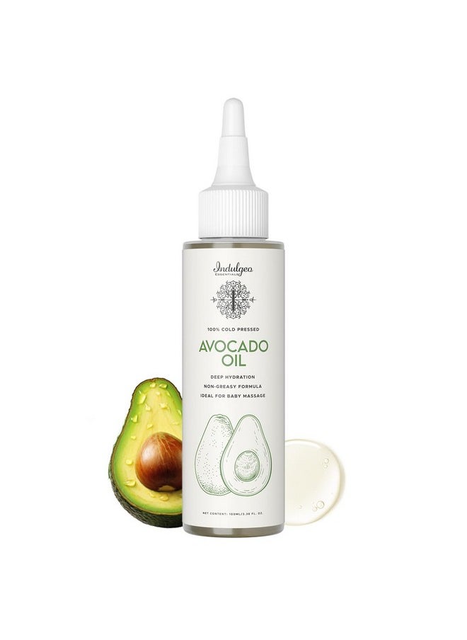 Indulgeo ESSENTIALS 100% Natural Cold Pressed Avocado Oil For Hair & Skin| Hydrate Skin, Promote Hair Growth & Repair Skin Tissue For Men, Women & New Born Baby - 100Ml  - Image 1