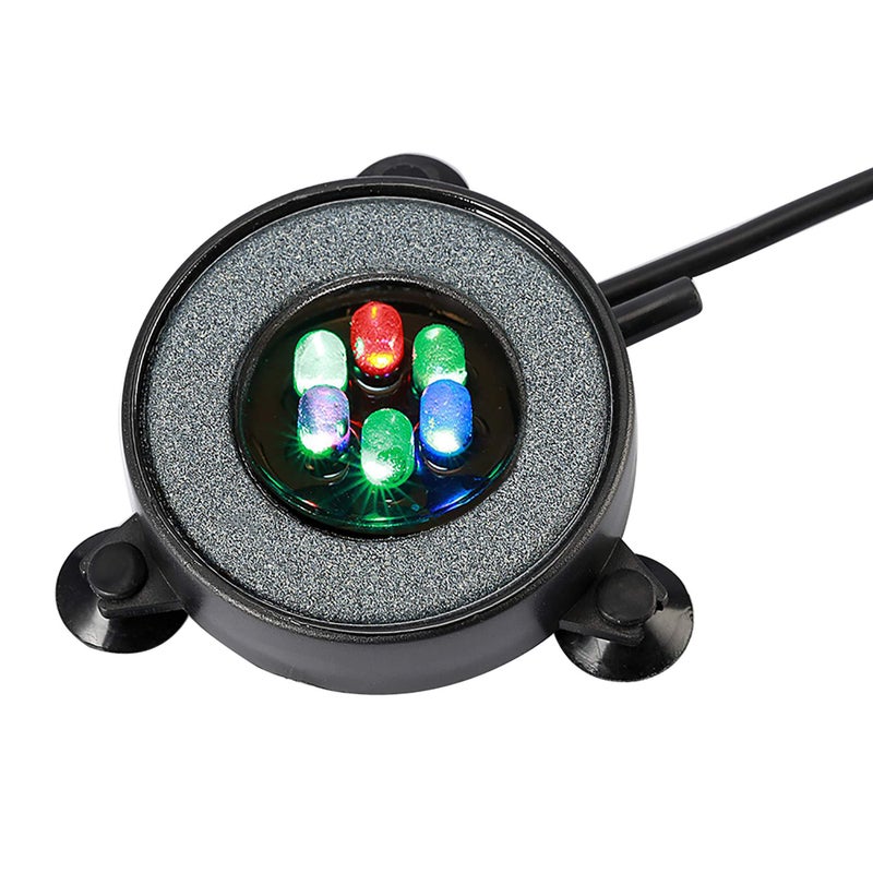 NICREW Multi-Colored LED Aquarium Bubbling Stone Disk, Round Fish Tank Bubbler with Auto Color Changing LEDs - Image 1