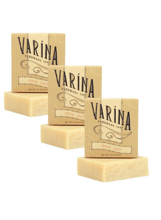 Varina Organic Super Shea Bar Soap - Gentle Cleansing for Sensitive Skin, Unscented - 3 Pack - Image 1