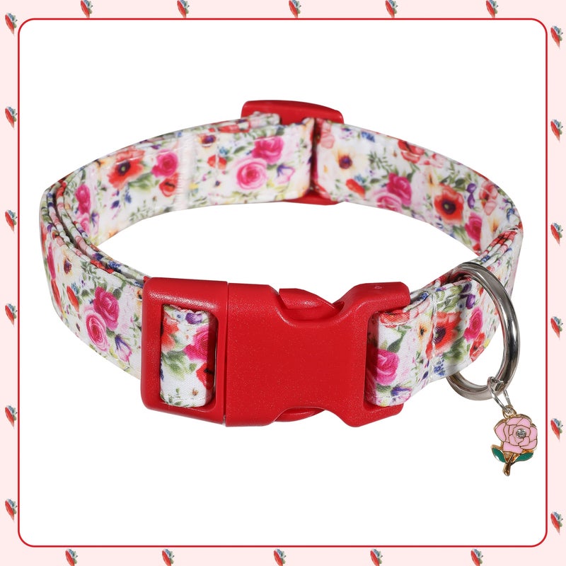 Black Bottom White Yellow Flower Dog Collar Breathable Polyester Adjustable - Image 3