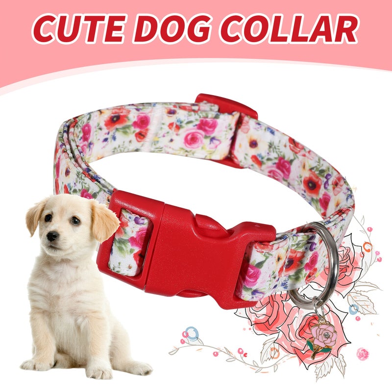 Black Bottom White Yellow Flower Dog Collar Breathable Polyester Adjustable - Image 1