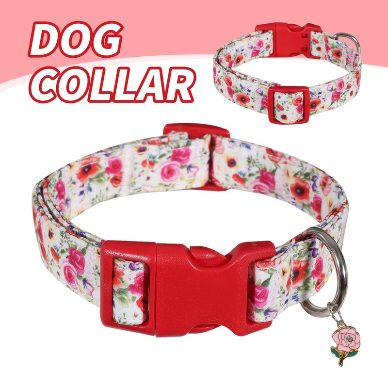 Black Bottom White Yellow Flower Dog Collar Breathable Polyester Adjustable - Image 4