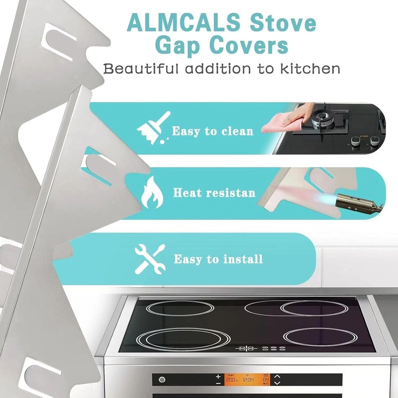 Jiawu Stove Gap Covers Stainless Steel, 2 Pack Counter Stove Oven Gap Filler, Width 0.79 and Adjustable Length 13.8 to 27.5, Stove Guard Stove Gap Filler, Heat Resistant Easy to Clean - Image 5