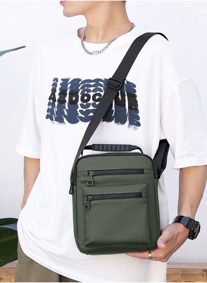 roaiss Minimalist Wear-Resistant Oxford Crossbody/Shoulder Bag with Adjustable Strap and Top Handle Multi-layer Functional New Trends Fashion Handbag for Men Green, Casual Commuting Tote Bag  - Image 2