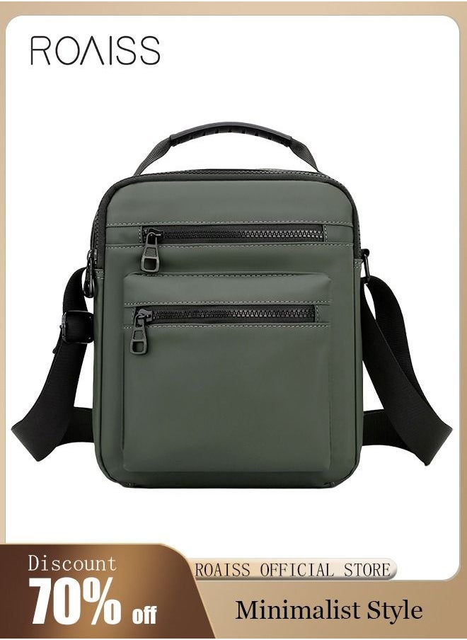 roaiss Minimalist Wear-Resistant Oxford Crossbody/Shoulder Bag with Adjustable Strap and Top Handle Multi-layer Functional New Trends Fashion Handbag for Men Green, Casual Commuting Tote Bag  - Image 1