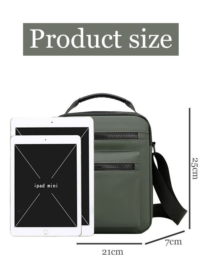 roaiss Minimalist Wear-Resistant Oxford Crossbody/Shoulder Bag with Adjustable Strap and Top Handle Multi-layer Functional New Trends Fashion Handbag for Men Green, Casual Commuting Tote Bag  - Image 4
