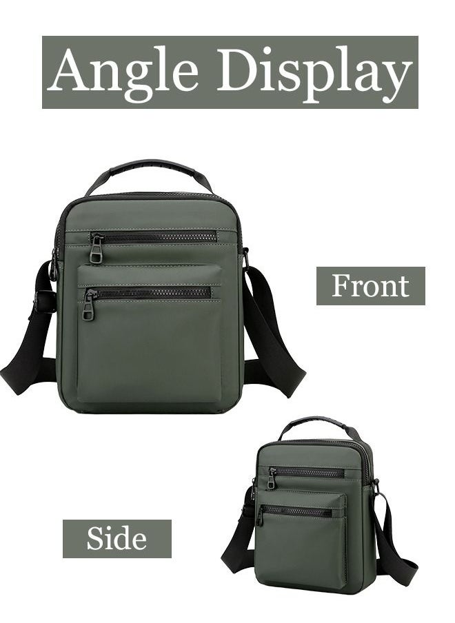 roaiss Minimalist Wear-Resistant Oxford Crossbody/Shoulder Bag with Adjustable Strap and Top Handle Multi-layer Functional New Trends Fashion Handbag for Men Green, Casual Commuting Tote Bag  - Image 5