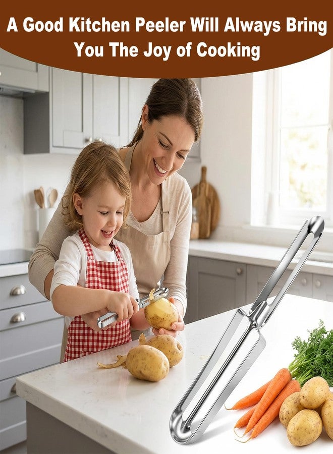LUSTRIB 3 Pcs Stainless Steel Ppotato Peeler, Rotary Vegetable Potato Peeler with Easy Grip Ergonomic Handle, Cucumber, Carrot & Fruit Peeler Set for Kitchen, Dishwasher Safe (Silver) - Image 5