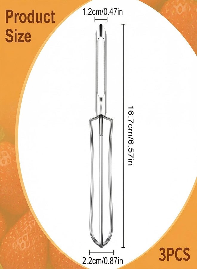 LUSTRIB 3 Pcs Stainless Steel Ppotato Peeler, Rotary Vegetable Potato Peeler with Easy Grip Ergonomic Handle, Cucumber, Carrot & Fruit Peeler Set for Kitchen, Dishwasher Safe (Silver) - Image 2