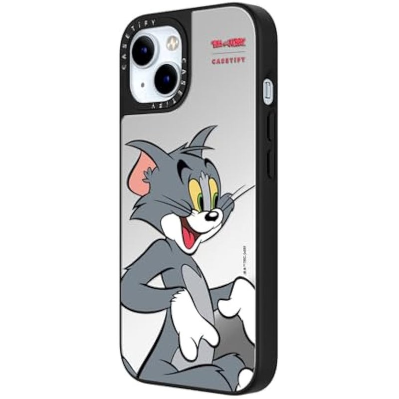 Casetify Mirror Case for iPhone 15 【Tom and Jerry Colab/Reflective / 4.9ft Drop Protection/Compatible with Magsafe】 - Tom Character - Silver on Black - Image 5