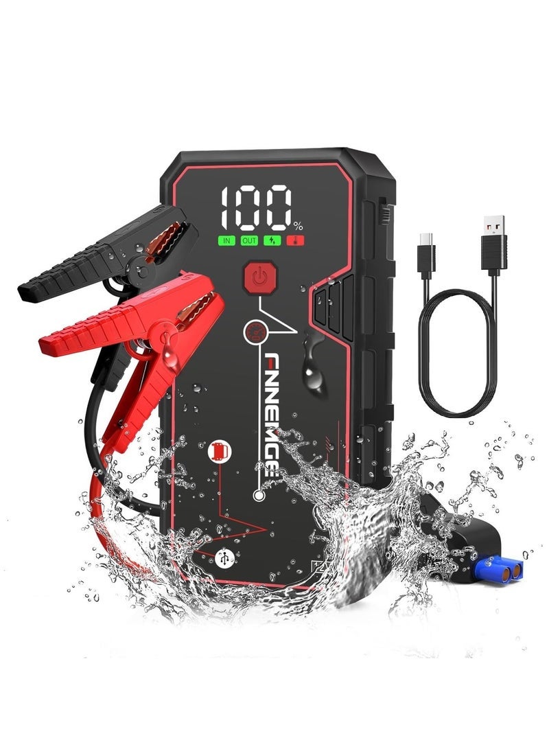 FNNEMGE Car Jump Starter 4000A Peak Current, Battery Capacity 21800mAh 12V Jump Starter Battery Pack Supports 8L Gasoline Vehicle / 6.5L Diesel Engined Car, with USB Charge Output Port, LED Light, HD Large Screen. - Image 1