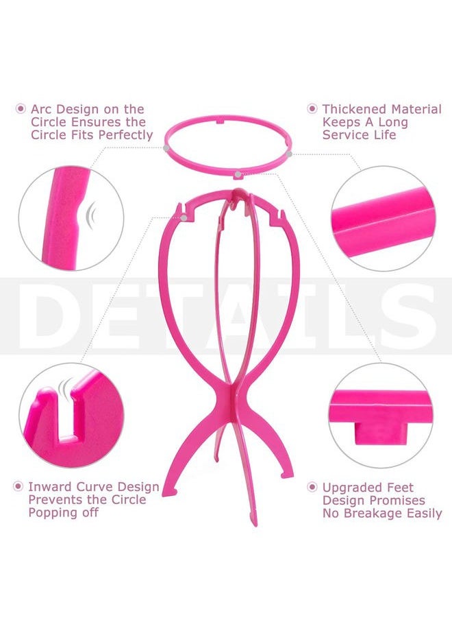 Dreamlover Short Wig Stands, Portable Collapsible Wig Dryer for Travel, Hot Pink, 2 Packs  - Image 4