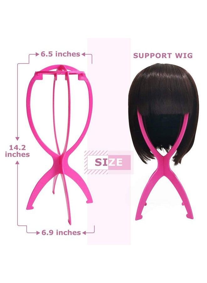 Dreamlover Short Wig Stands, Portable Collapsible Wig Dryer for Travel, Hot Pink, 2 Packs  - Image 3