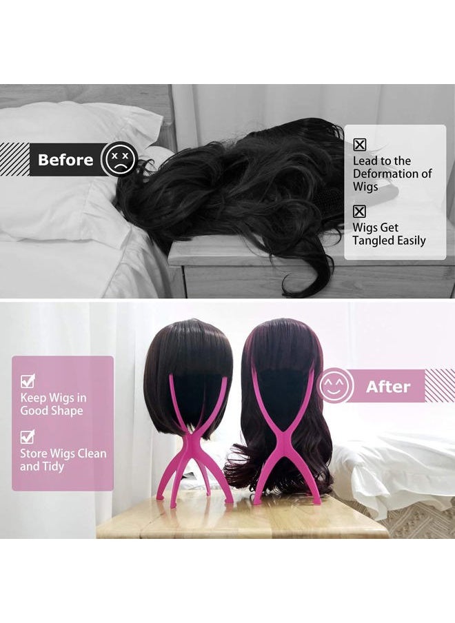 Dreamlover Short Wig Stands, Portable Collapsible Wig Dryer for Travel, Hot Pink, 2 Packs  - Image 5