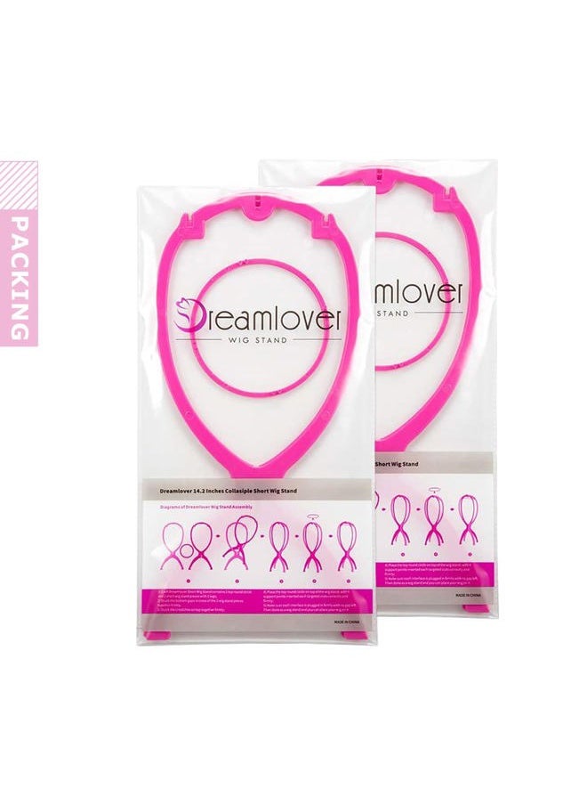 Dreamlover Short Wig Stands, Portable Collapsible Wig Dryer for Travel, Hot Pink, 2 Packs  - Image 2