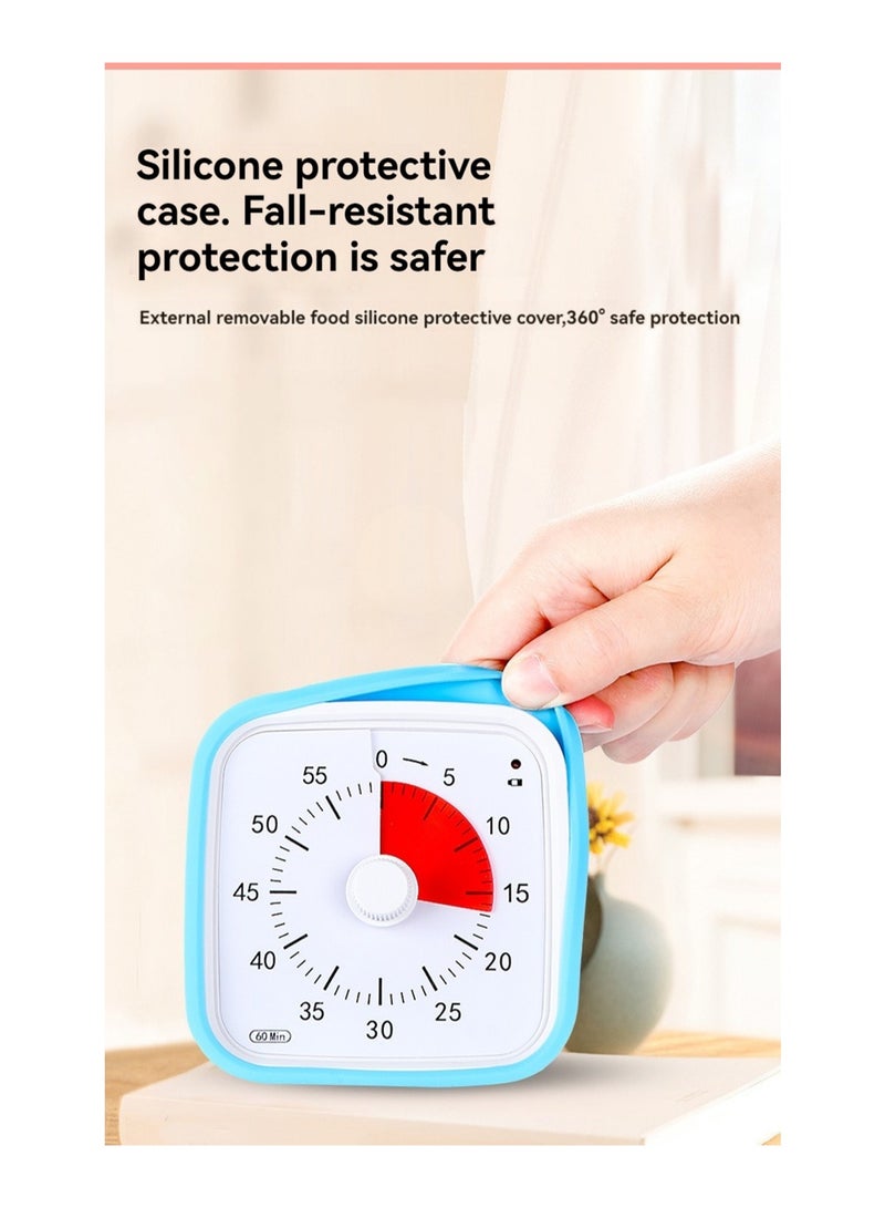 Manual Visual Timer Alarm Clock Suitable For Kitchen Study Etc. (Blakc Shell Blue Dial)  - Image 4