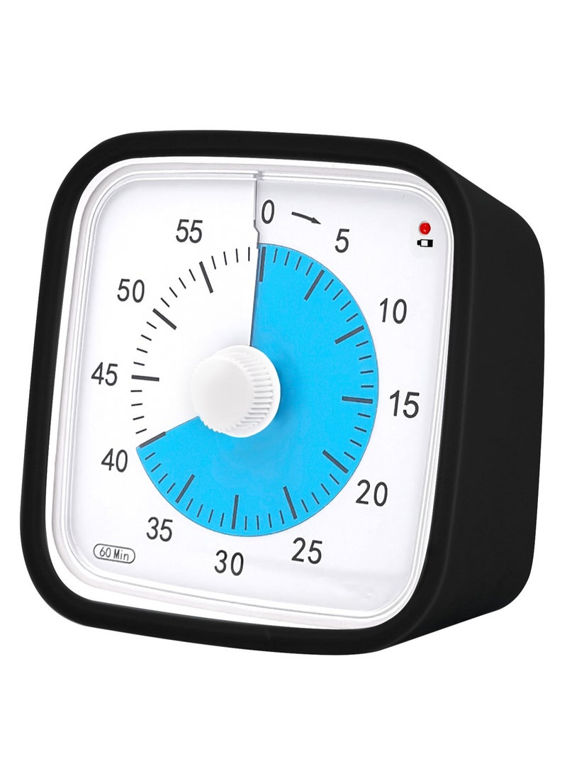 Manual Visual Timer Alarm Clock Suitable For Kitchen Study Etc. (Blakc Shell Blue Dial)  - Image 1