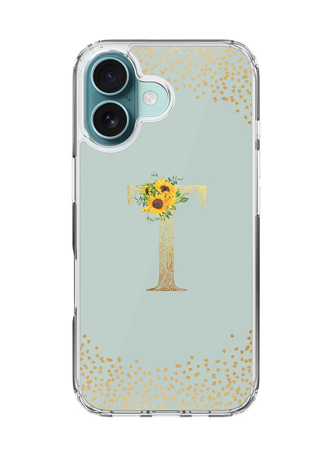 Stylizedd For iPhone 16 Case [Compatible with MagSafe] Slim Magnetic cover Clear Phone Case - Custom Monogram Mandala Floral- T (Light Grey ) - Image 1
