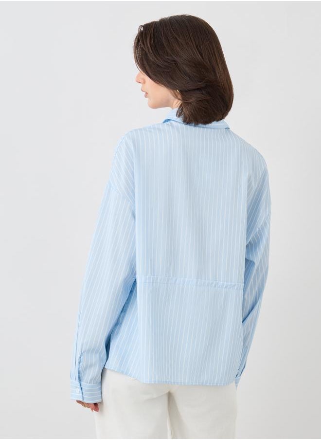 Take Two Take Two Striped Spread Collar Oversized Shirt  - Image 5