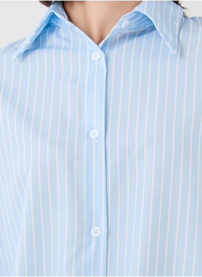 Take Two Take Two Striped Spread Collar Oversized Shirt  - Image 4