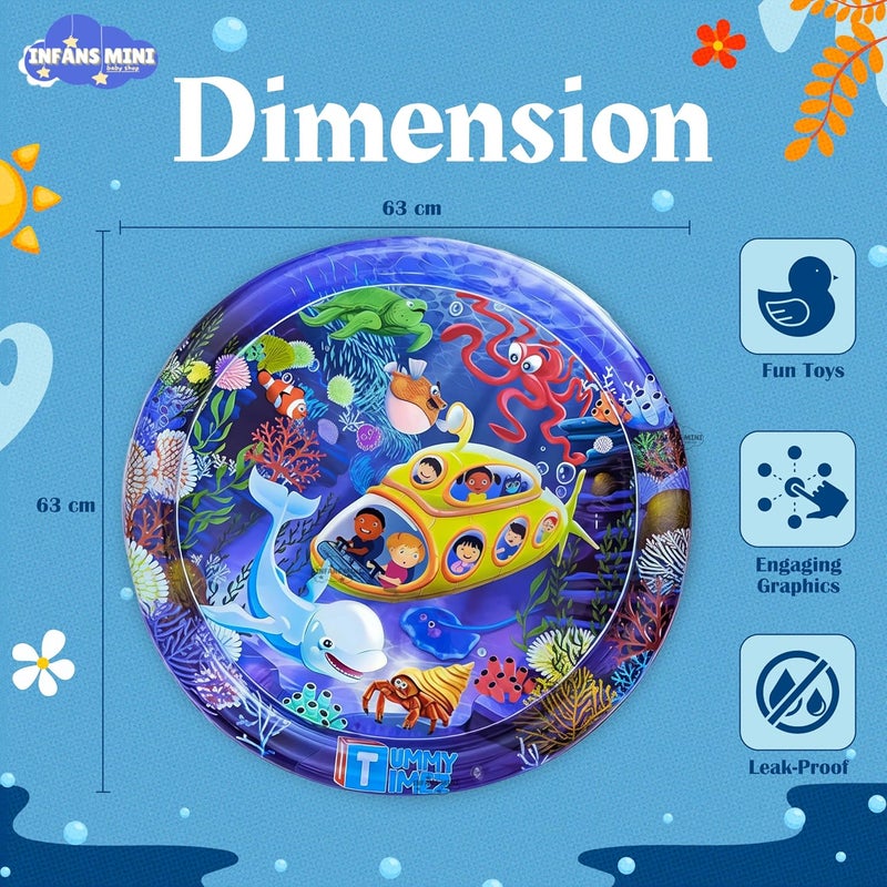 Infans Mini Water Mat for Babies to Play Tummy Time for Infants Stimulating Play for Kids, Interactive Promoting Sensory Development in an Enjoyable Water-Filled Environment 40'' x 40'' x 2.5'' Inch - Image 4