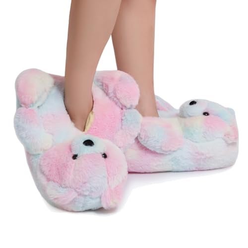 DOVORSY Womens Christmas Teddy Bear SlippersWinter Fuzzy Cute Indoor House Slippers with CushionFluffy Cartoon Bedroom ShoesCozy Warm Gifts for WomenMenLadiesGirls Size 711 - Image 3
