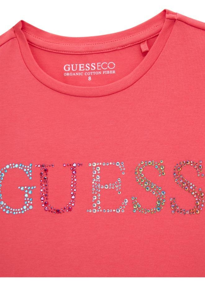 GUESS Kids Graphic Print Crew Neck T-Shirt  - Image 3