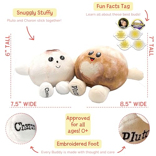 Celestial Buddies Pluto Charon Buddy 75 85 Soft Stuffed Plush Embroidered Features Fun Planet Facts Tag for Kids STEM Learning Educational Gift Classroom Homeschool Science Space Astronomy 0 - Image 5
