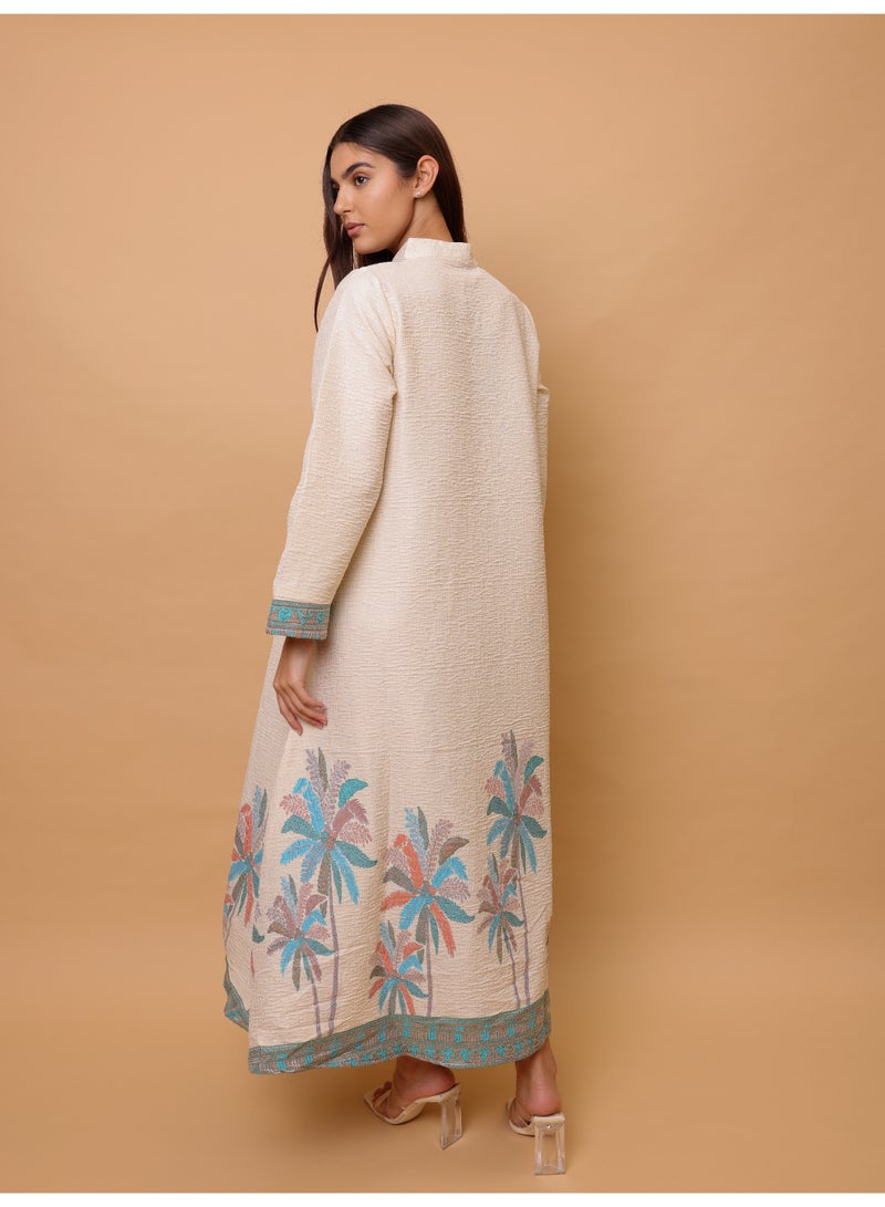 IKKXA Elegant Printed Jalabiya Palms Design - Image 4