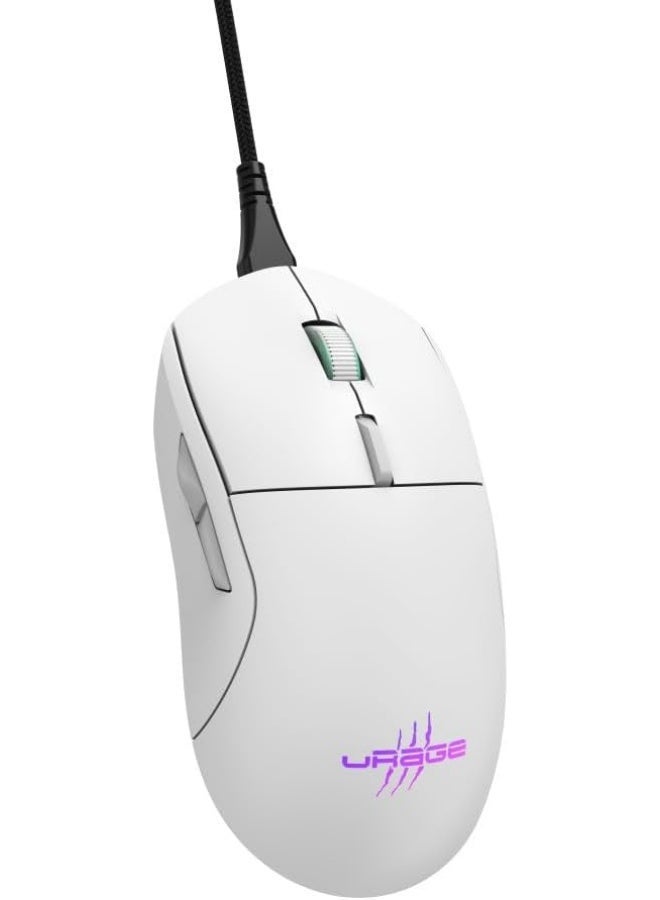uRage | Reaper 250 Wired Gaming Mouse (Rainbow LED, Ultra Light, Right-Handed, 6 Programmable Buttons, 6200 dpi, Optical Sensor, Software, Removable Cable) White - Image 2