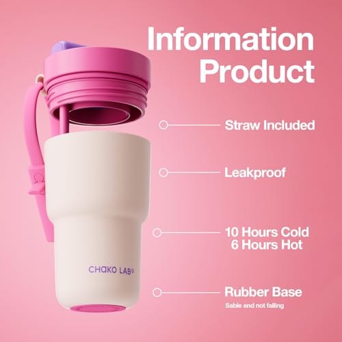 CHAKO LAB Stainless Steel Insulated Water Bottle with Two Drinking Ways | Twist Tumbler BPA-Free Leak-Proof | 17 oz Bottle with Ceramic coating | Rose - Image 2