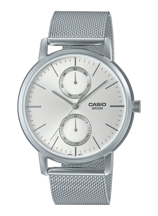 CASIO Men Watch Analog Multi Hand Silver Dial Stainless Steel Mesh Band MTP-B310M-7AVDF - Image 1
