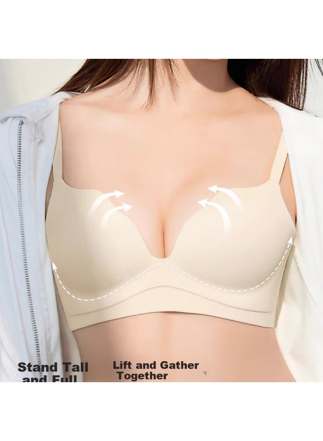 Me Feeling Seamless Bra Women Thin Shoulder Strap Small Chest Push-up Anti-sagging Side Breast Collection No Steel Ring Thin Summer Bra - Image 2