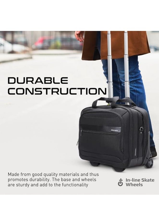بروميت - PROMATE Persona-TR 2-in-1 Versatile Travel 16-inch Laptop Trolley Bag -Black - Image 1