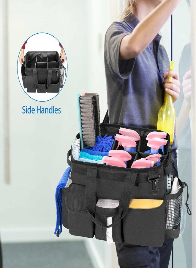 LoDrid Large Wearable Cleaning Caddy Bag with Detachable Divider, Cleaning Supply Tote with Handles, Organizer with Adjustable Shoulder Strap for Cleaners & Housekeepers, Black - Image 4