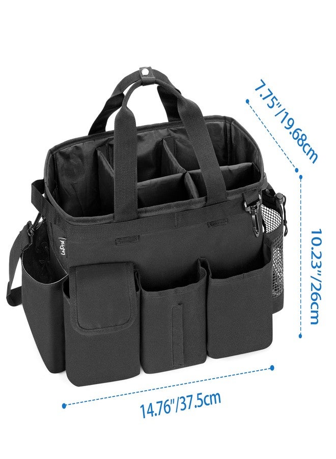 LoDrid Large Wearable Cleaning Caddy Bag with Detachable Divider, Cleaning Supply Tote with Handles, Organizer with Adjustable Shoulder Strap for Cleaners & Housekeepers, Black - Image 5
