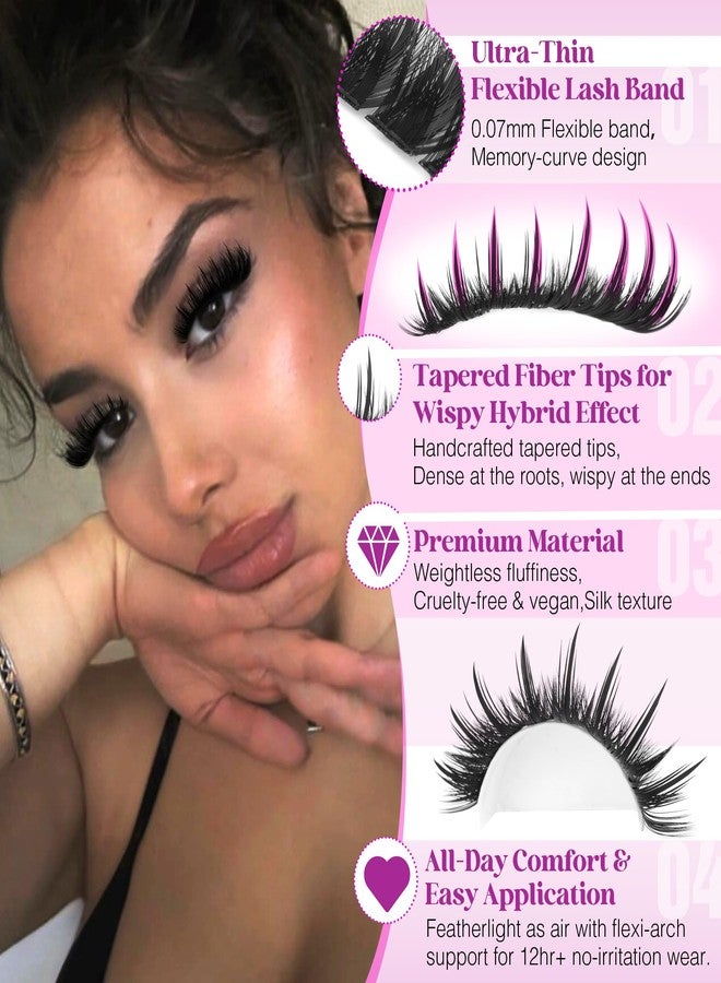 LANFLOWER Lash Clusters Kit with Spikes Manga Cluster Eyelash Extensions Wispy Lash Extension Kit Fluffy Eyelash Clusters Kit Spiky Volume Eyelash Extension Kit by Lanflower - Image 2