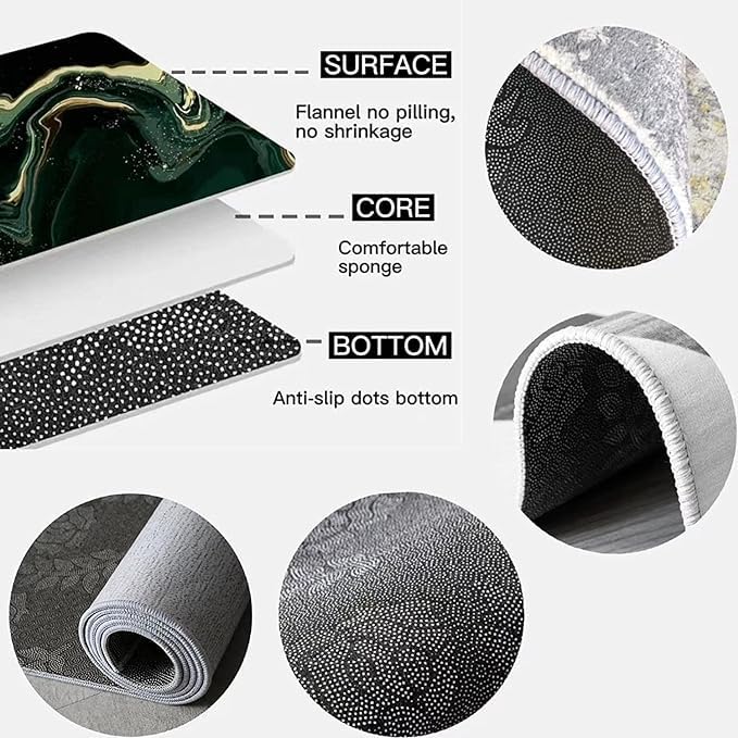 RELEMTRA Bathroom NonSlip Toilet Mat Marble Style Area Rugs Stone Grain Textured Hallway Carpet Modern NonSlip Soft Throw Easy to Clean Living Room Rug for Restaurant - Image 4