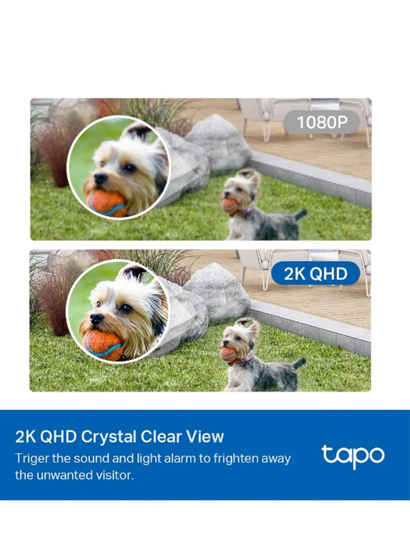 تي بي لينك Tapo C420S2 Smart Wire-Free Security Camera System, 2-Camera System, 2K QHD, 180-Day Battery life, Full Color Night Vision, Smart AI Detection, Wire Free Placement, IP65 Water and Dust Resistant