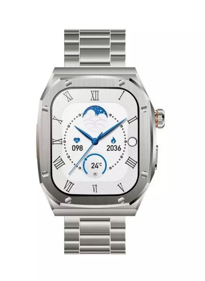 iOsuite - The iOsuite Vogue Smartwatch is a stylish and technologically advanced wearable designed for users who seek both elegance and functionality. Its stainless steel band gives it a premium look, making it suitable for both casual and formal wear. With smart features, health tracking, and wireless connectivity, this smartwatch is the perfect companion for your daily activities. - Image 1