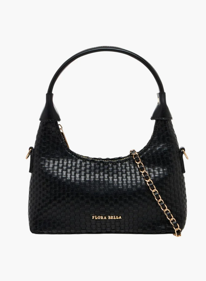 Flora Bella By Shoexpress Weave Textured Shoulder Bag with Zip Closure