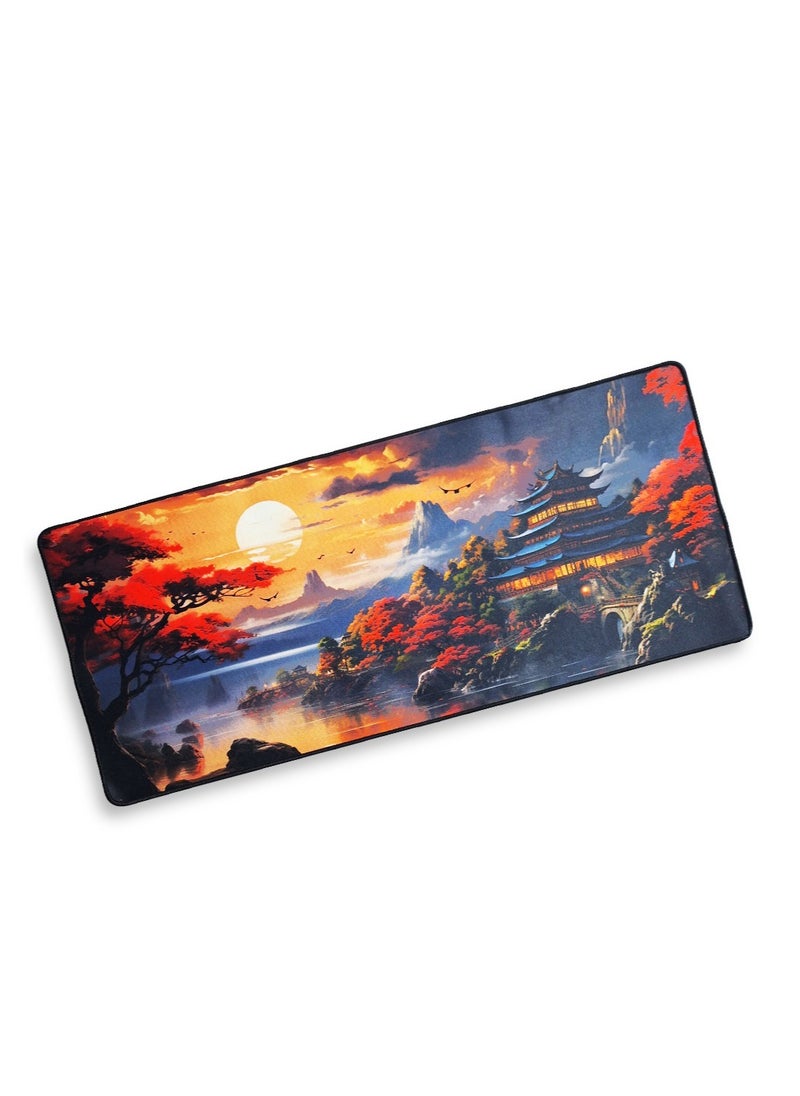 Generic - Large Gaming Mouse Pad, Chinese Landscape  Extended Desk Mat, Large Desk Pad for Computer Keyboard, Mouse Pad with Stitched Edges, (70cm x 30cm x 2mm) Waterproof Desk Pad for Office and Home - Image 1