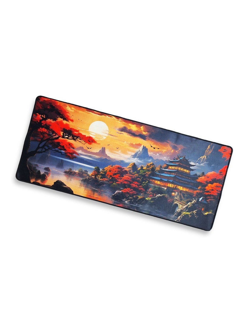 Generic - Large Gaming Mouse Pad, Chinese Landscape  Extended Desk Mat, Large Desk Pad for Computer Keyboard, Mouse Pad with Stitched Edges, (70cm x 30cm x 2mm) Waterproof Desk Pad for Office and Home - Image 1