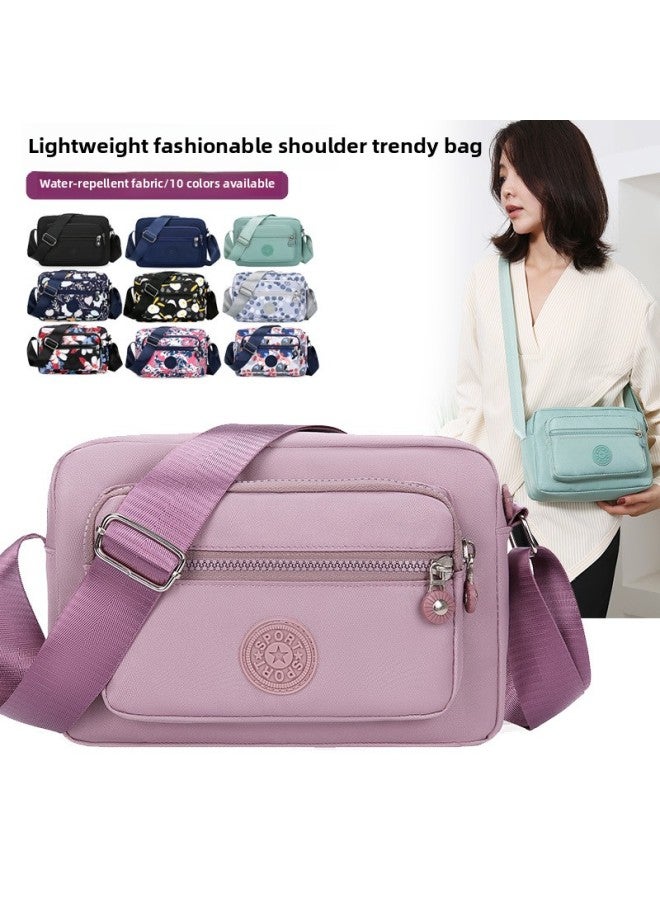 Cloth Bag Multi-layer Backpack Crossbody Nylon Canvas Bag Middle-aged Mother Bag Small Bag Old Grandma OxFord Cloth Women's Bag-Color:blue Bottom Leaves  - Image 4