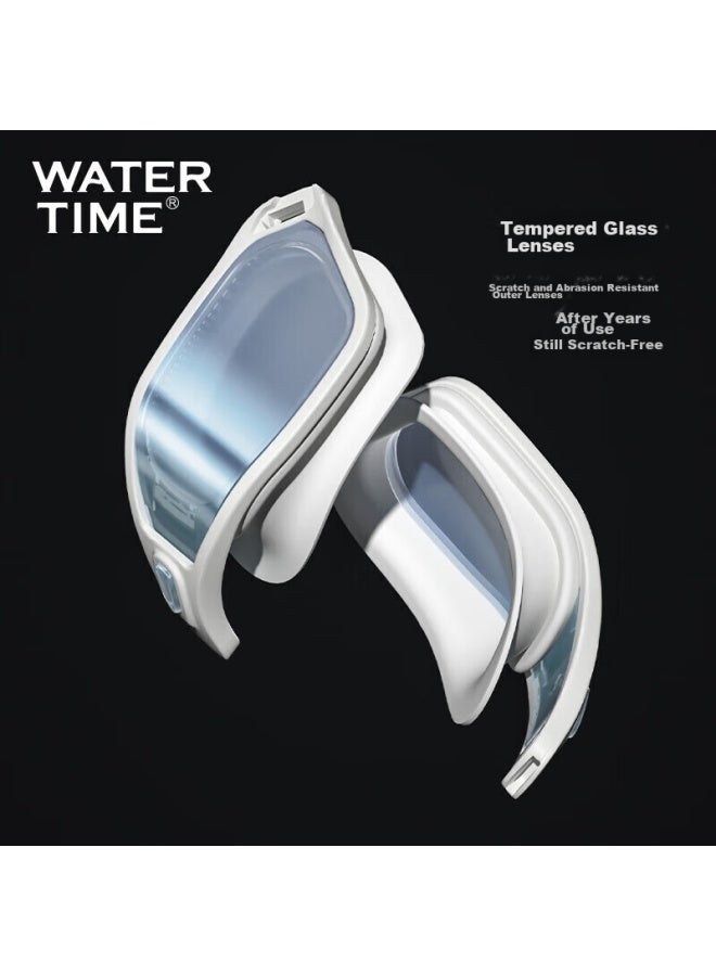 Watertime / Shuichuan نظارات السباحة للنساء، مضادة للضباب، نظارات سباحة عالية الوضوح مطلية للرجال، أسود، -7.00 ديوبتر - Image 5