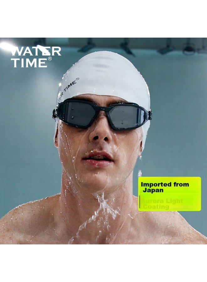 Watertime / Shuichuan نظارات السباحة للنساء، مضادة للضباب، نظارات سباحة عالية الوضوح مطلية للرجال، أسود، -7.00 ديوبتر - Image 1