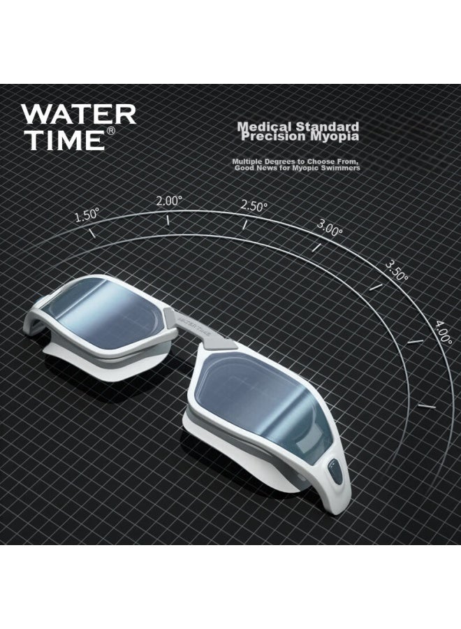 Watertime / Shuichuan نظارات السباحة للنساء، مضادة للضباب، نظارات سباحة عالية الوضوح مطلية للرجال، أسود، -7.00 ديوبتر - Image 4
