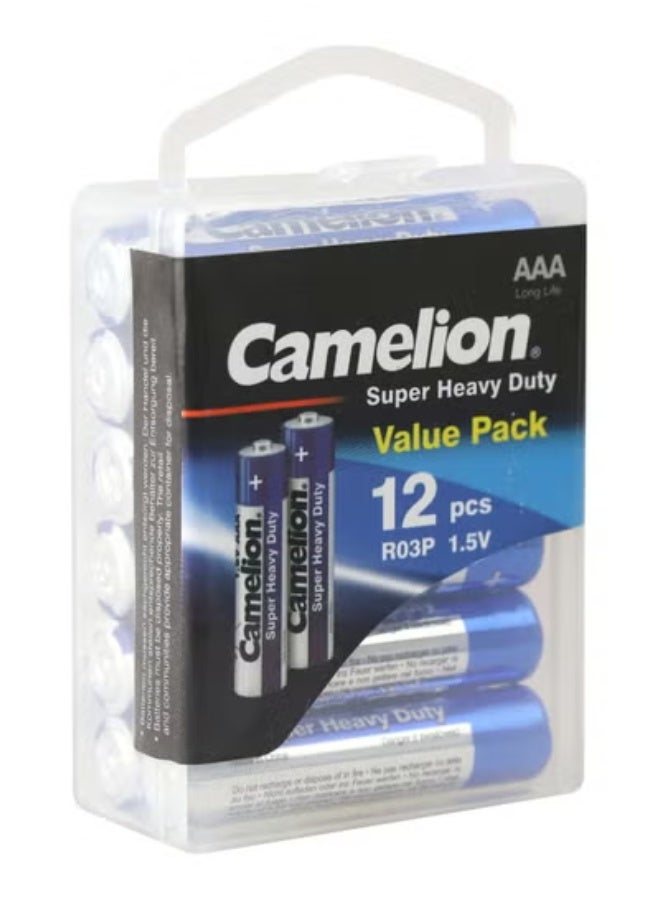 كاميليون Camelion Super Heavy Duty R03 AAA Zinc-Carbon Batteries – Economical Power (Box of 12)(X5) - Image 2