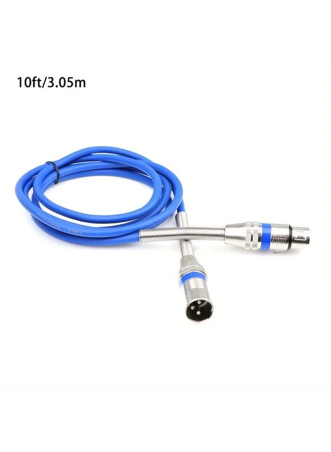 كابل صوتي XLR أزرق احترافي بطول 10 أقدام مع هيكل من سبائك الزنك متين - Image 1