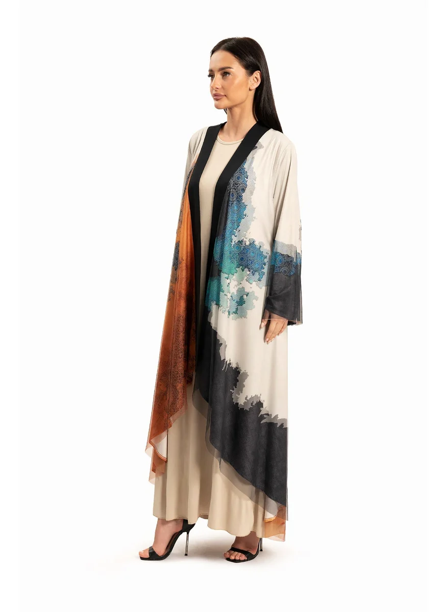 وي كرييت Women Beige with Multicolor Abstract Motif Kaftan By WECRE8
